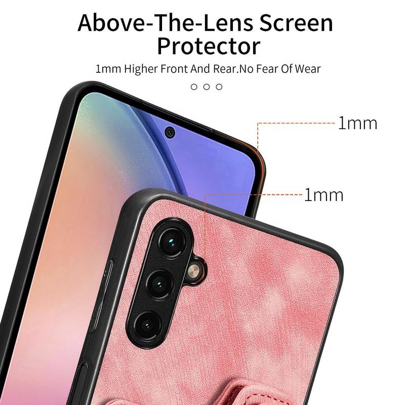 Leather Magnetic Card Bag Case For iPhone 17 16 15 14 13 Xiaomi 13T Poco X5 Pro Ring Bracket Cover For Samsung S24 Ultra S23 A54 Google With Wristband