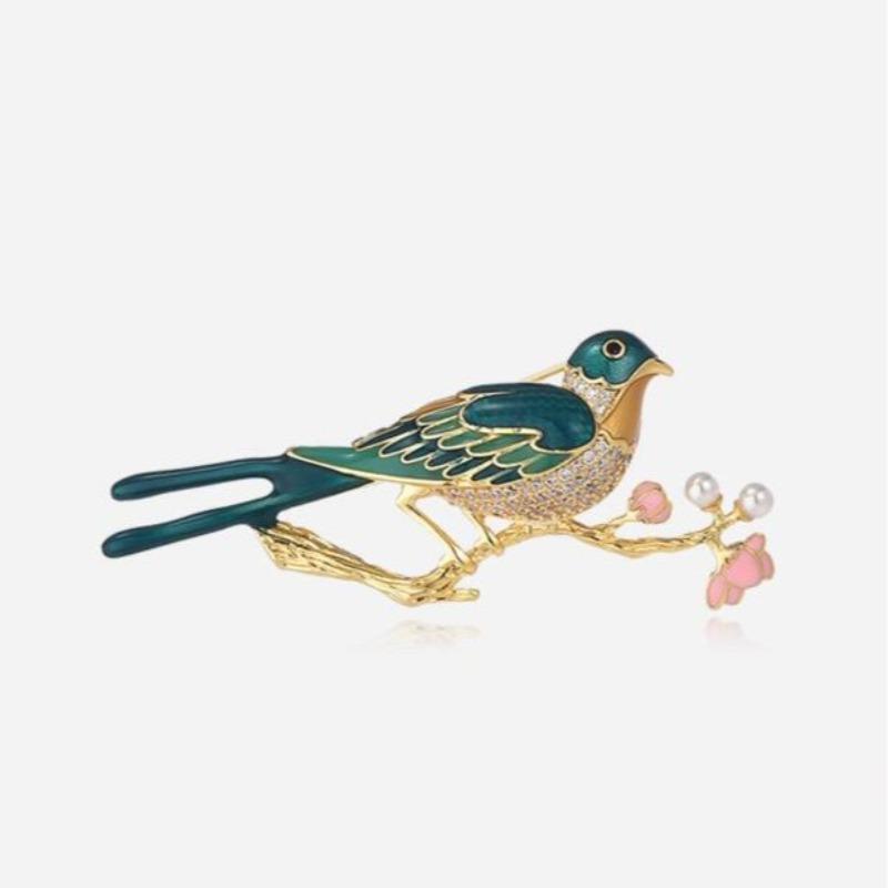 Elegant Cute Bird Brooches for Women Unisex Shiny Rhinestone Zircon Emblem  Lapel Pins Jewelry Gift