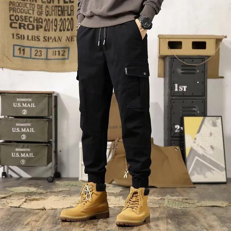 Overalls Men's Autumn New Korean Version of Trendy Brand Multi-pocket Loose Casual Pants Fashionable Ruffian Handsome Cotton Leggings