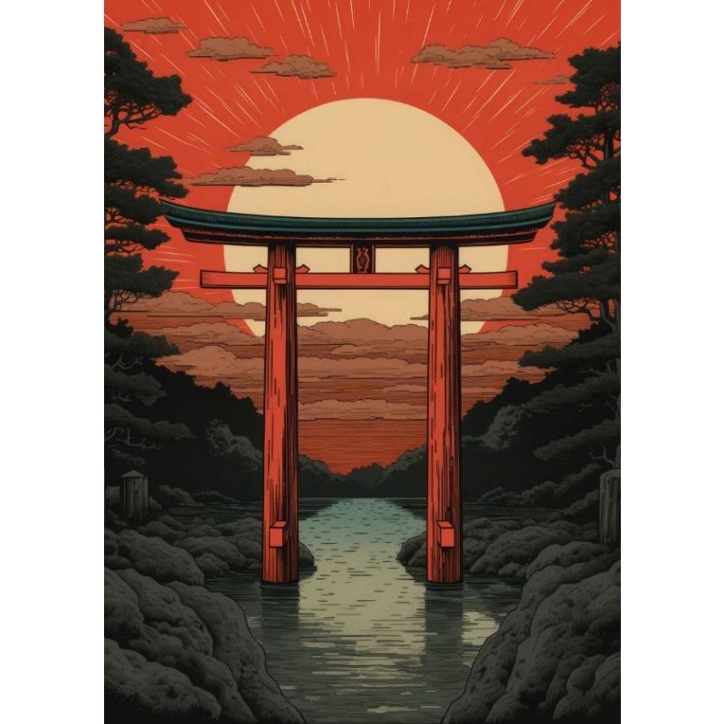 Japanese Style Forest Cherry Blossoms Snow Cat Landscape Art Poster Canvas Painting Wall Prints Picture Living Room Home Decor