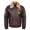 Vintage Red Brown Genuine Cow Leather Jacket Men Removable Collar Flight Jackets Air Force Pilot Men's Coat Winter
