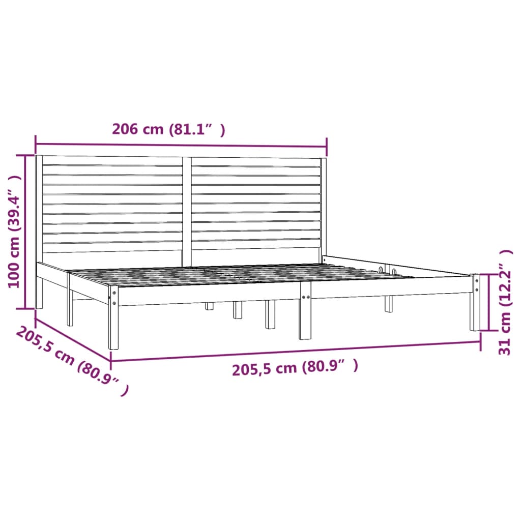 Solid Wood Bed White 200x200 Cm
