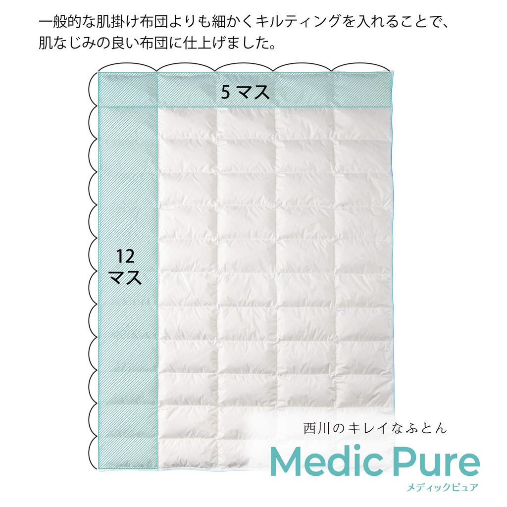 Edredón de Plumón Nishikawa (Edredón de plumas), Individual, Lavable, Antibacteriano, Larga Duración, Suprime el Crecimiento Bacteriano, Medic Pure, Blanco, KE00225000W