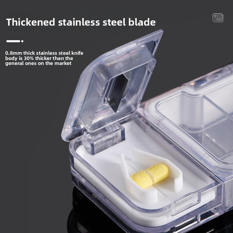 Multi Functional Medicine Box Cutting Device 3 in 1 Pill Case with 3 Compartments for Large Capacity Medicine Box Grinding