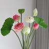 Artificial Lotus Bouquet with Handcrafted Leaves and Pods for Living Room or Buddhist Hall Decor