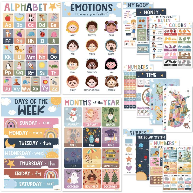 

[BLACKFRIDAY] Laminated Educational Posters for Preschoolers, 11x17 Inches - Homeschool Classroom Kids Learning Posters - Kyleshop 16 Boho Posters