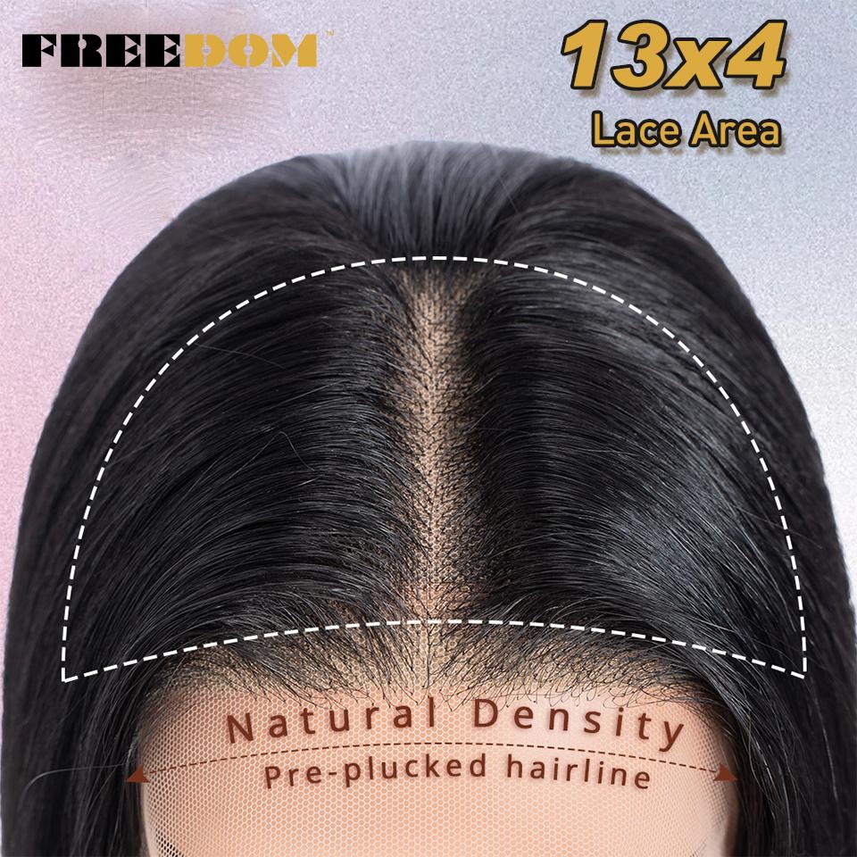 FREEDOM 13X4 Synthetic Lace Front Wigs For Women 38 Inch Soft Long Straight Free Part Lace Frontal Wig Natural Pre Plucked Wigs