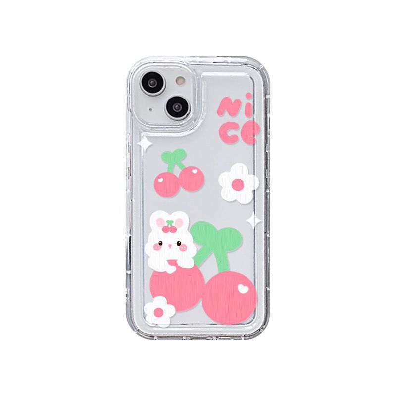 Pink Cherry Rabbit for iPhone17Promax Mobile Phone Case Apple 16 Niche 13/14 Transparent 15