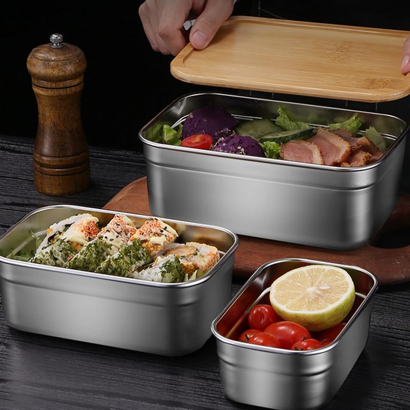Japanese Style Bento Lunch Box with Wood Cover Fresh-Keeping Container Storage Case for Kids School Portable Food Orgniazer
