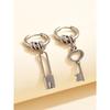 1pc Key & Lock Mismatched Drop Earrings, Stainless Steel Jewelry
