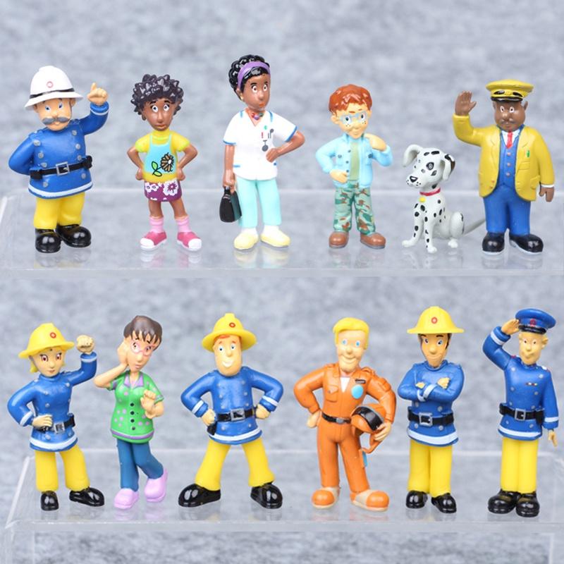 

Premium Quality Sam Action Figure Toys 12pcs Set Fireman Playset Pvc Dolls For Kids