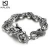 Kalen Dragon Bracelet Vintage Men's Carved Textured Bracelet Stainless Steel Jewelry Holiday Gift