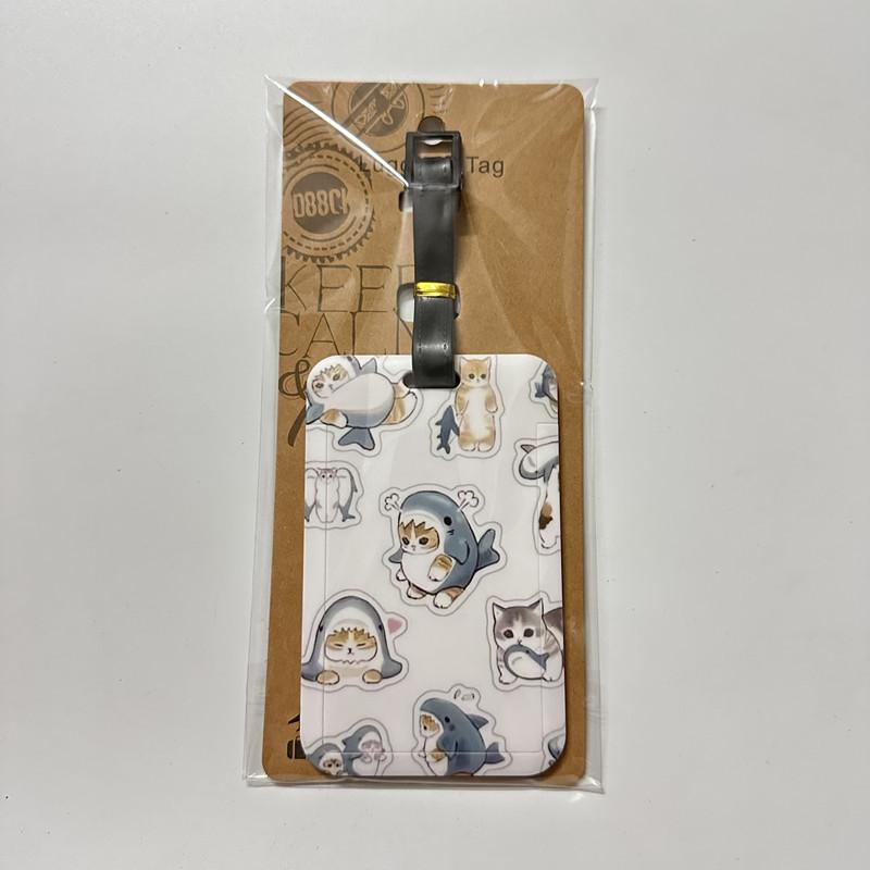 New Cartoon Cat Portable Luggage Tag Women Travel Accessories PVC Luggage Label Men Portable Anti-loss Address Name Tag