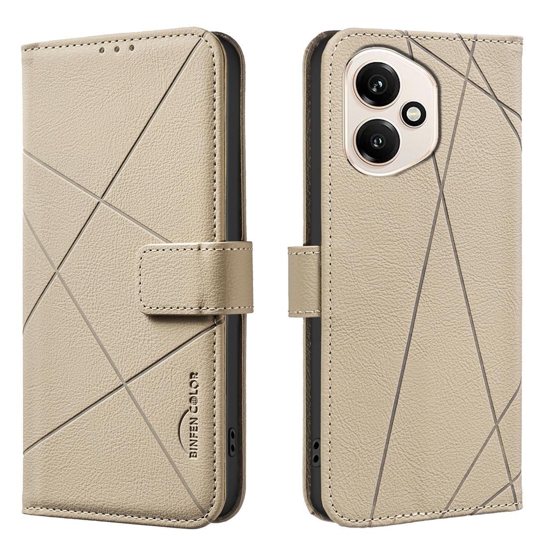 

Для Honor 400 5G (Глобальный) Чехол BINFEN COLOR BF35 Геометрический тисненый кожаный чехол для телефона Кошелек с RFID-блокировкой Подставка Beige