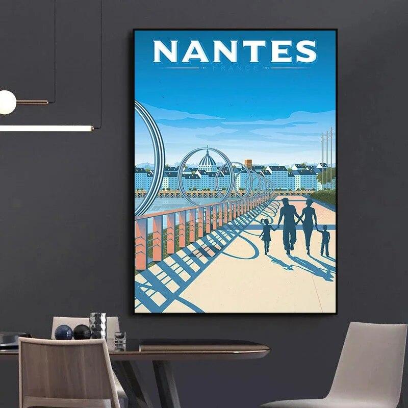Nordic France Nice Paris Monaco Nantes Poster Colored Travel City Romantic Landscape Canvas Painting Art Wall Home Decor Gift