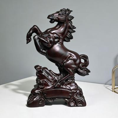 Wooden Carving Horse Figurine Simulation Horse Resin Statue Collectible Animal Sculpture Ornament Fengshui Decoration Horse Lovers Gift
