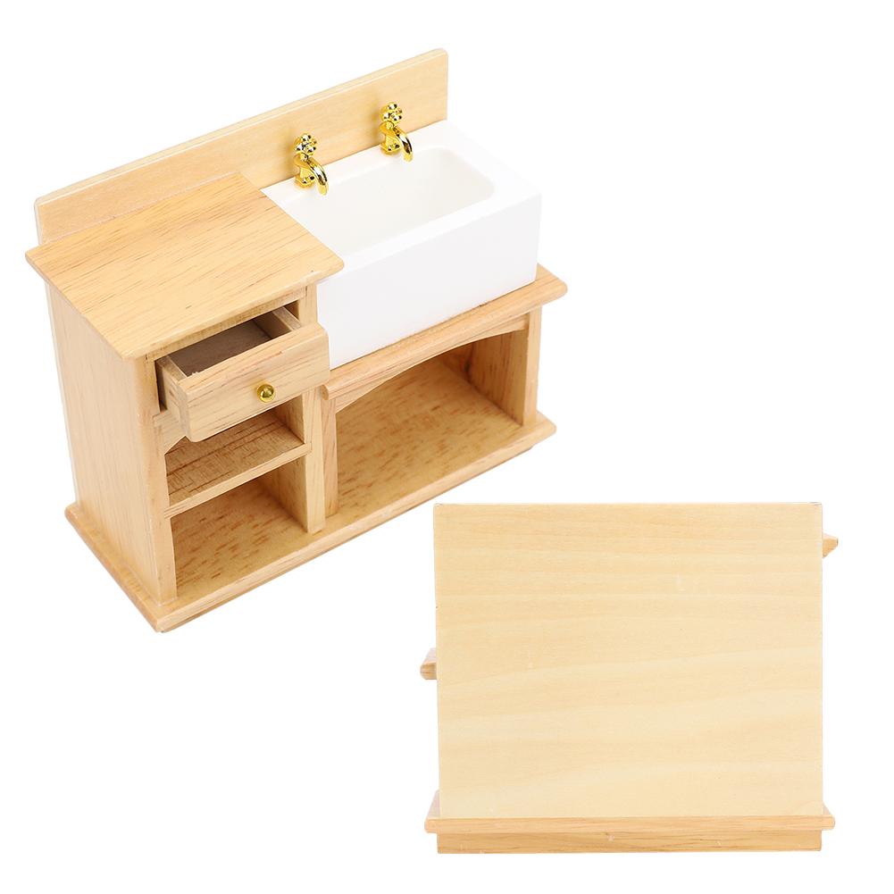 1:12     Accessory  ature Furniture   Kitchen Sink Wooden Wash Basin