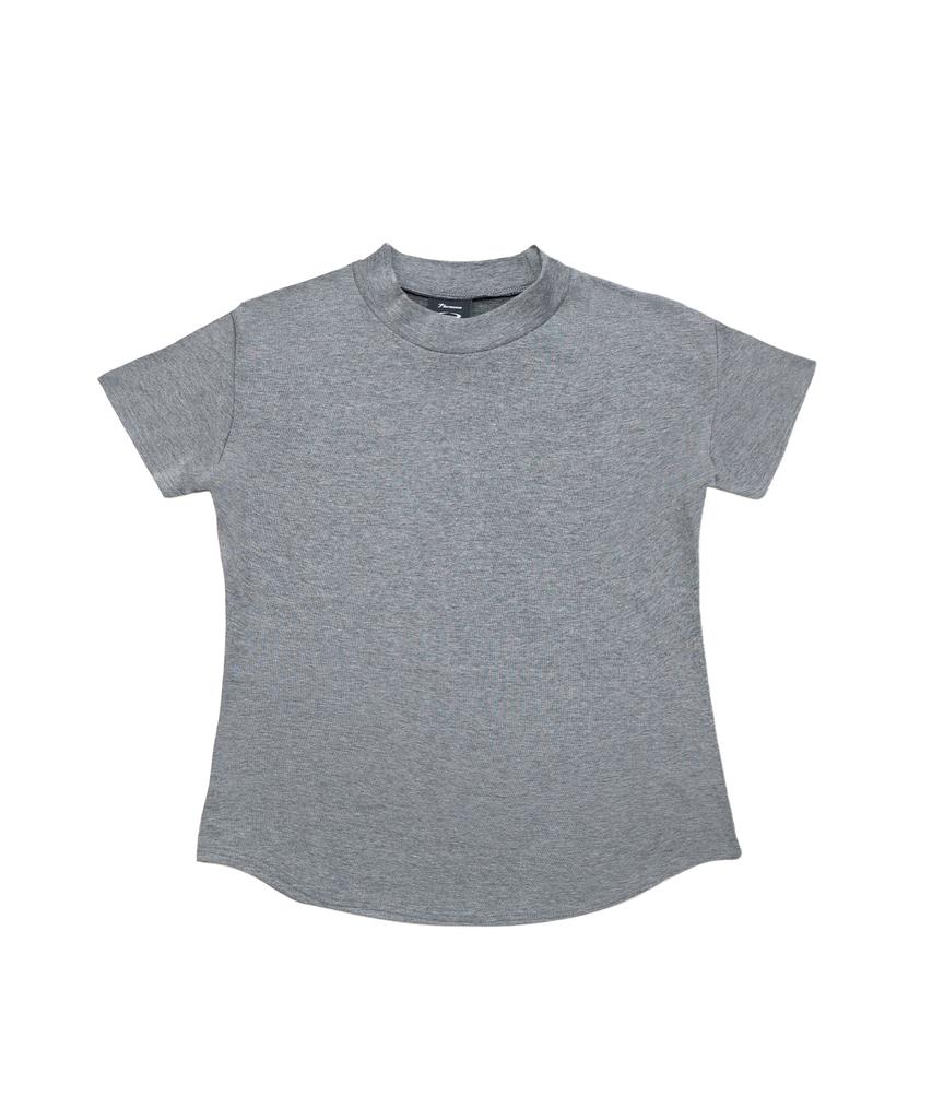 PHERMENON Muskelpassform Rollkragen Kurzarm-T-Shirt - Grau