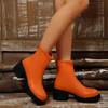 Platform High Heel Short Thigh Boots Women's Autumn and Winter Round Toe Zipper Soft Slip Anti-skinny Boots