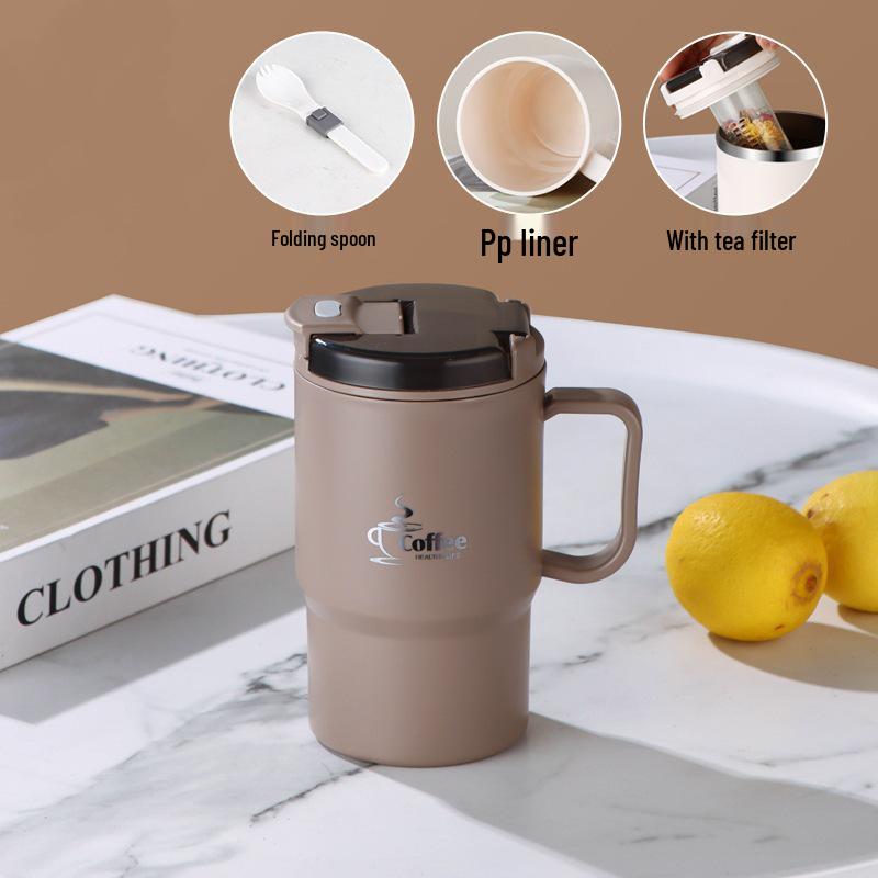 Stainless Steel Mug with Lid & Spoon - Perfect for Coffee, Tea, or Travel