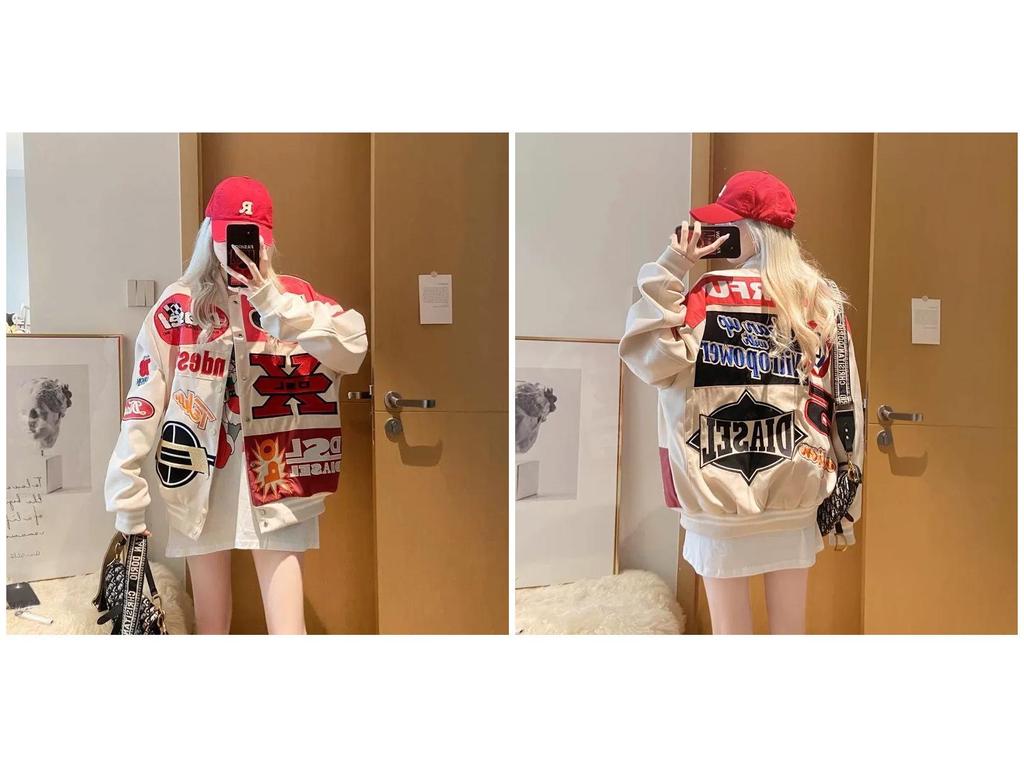 Geacă Moto Americană Retro: Versatil, Croială largă, Stil hip-hop pentru bărbați și femei