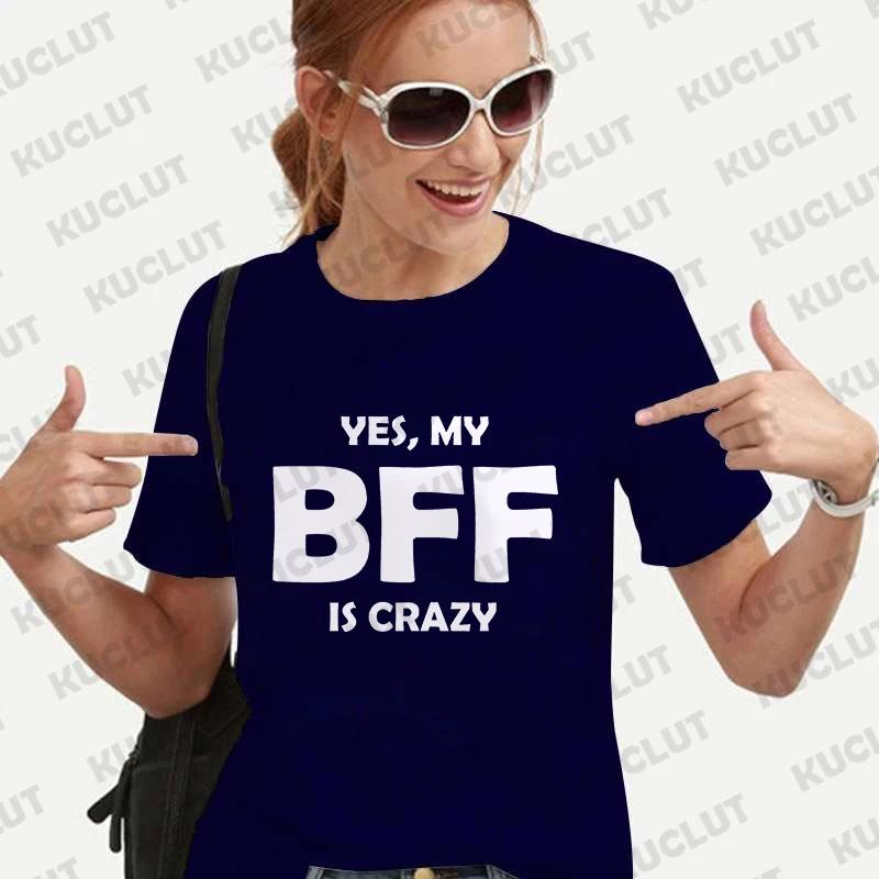 BFF Unisex T-Shirt Vintage Tee Lockere Oberteile Crazy BFF Lustiges Geschenk Beste Freunde Geburtstag T-Shirt für Unisex Sommer Harajuku T-Shirts