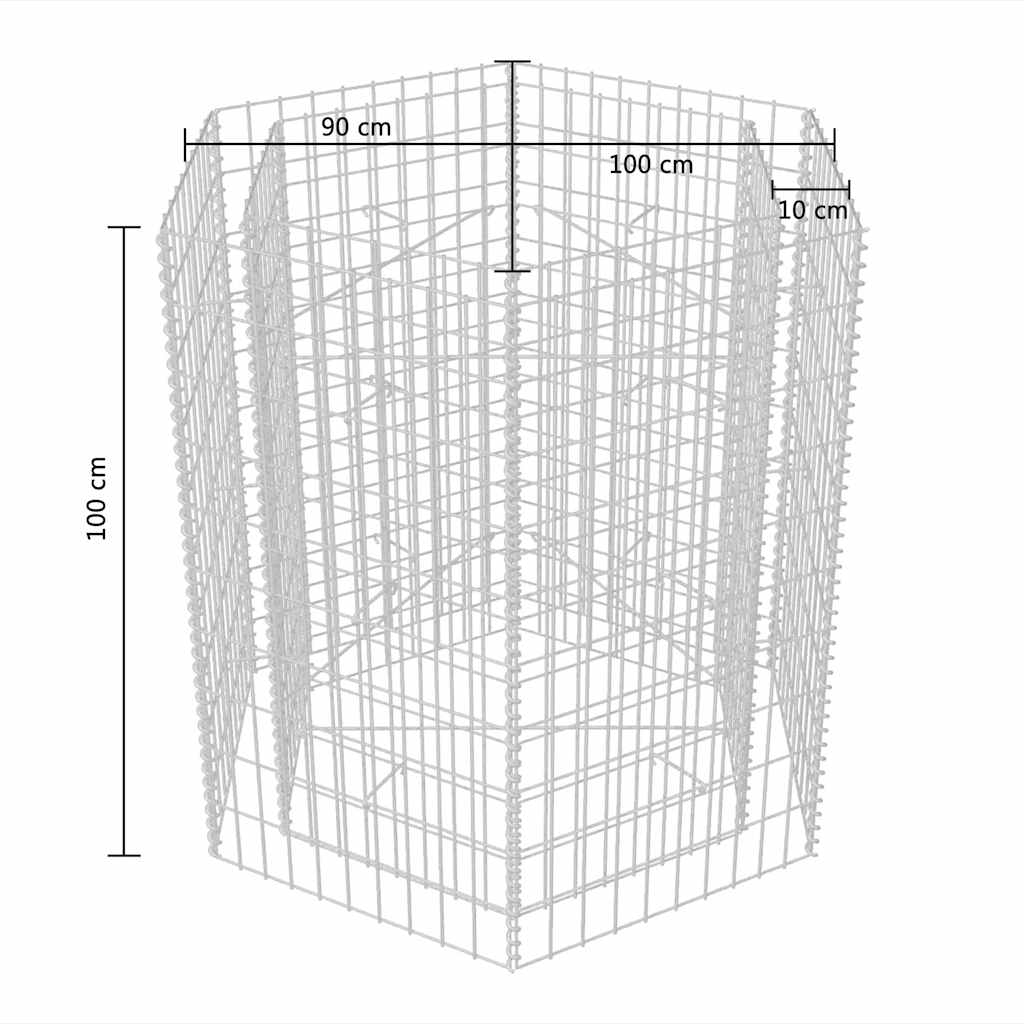 Vidaxl Maceta Elevada Gabionada, Hexagonal, 100 X 90 X 100 Cm