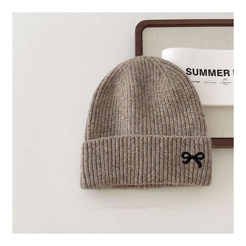 1 Piece Sweet Bow Kids Girl Beanie Fashion Embroidery Bow Crochet Bonnet Childen Cute Autumn Winter Thicken Knitted Hat