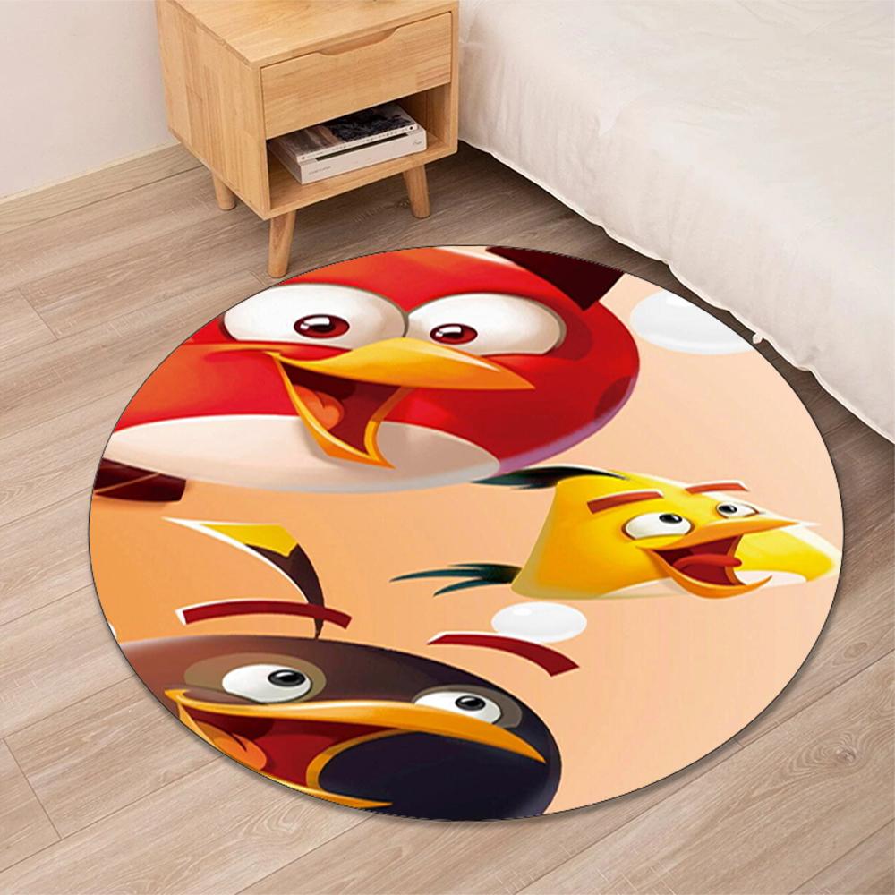 Angry Birds Printed Round Rug Carpet Chair Rug Area Rug Entryway Doormats,for Office Chair Living Room Bedroom Kitchen Room.