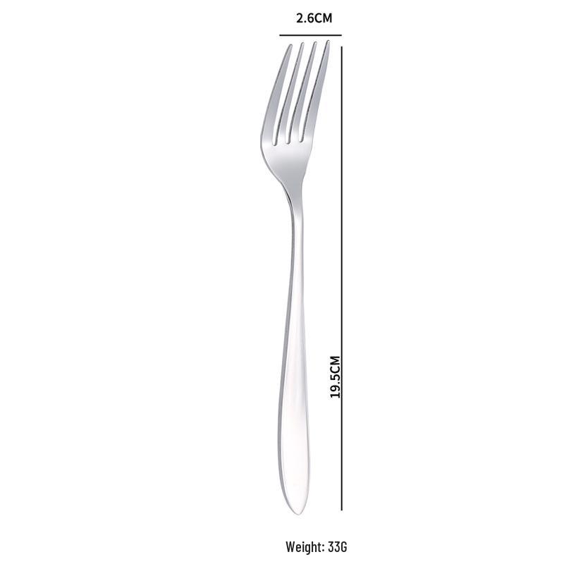 Western Cutlery Set - Thickened Pointed Handle, Stainless Steel Fruit Fork, Dessert Spoon, Steak Knife, Fork & Spoon, New Chinese Style.