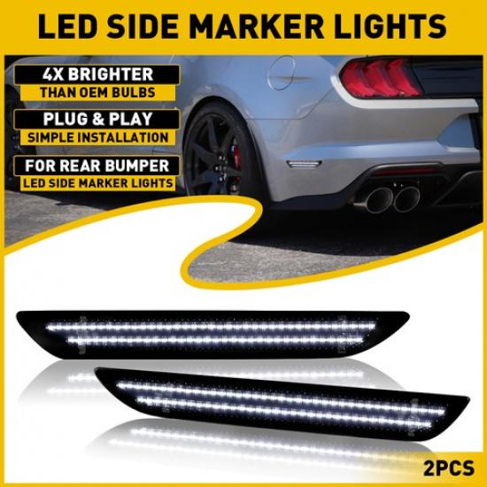 

For 2015- Mustang Ford Smoked Lens LED Rear Bumper Side Marker Lights Lamps