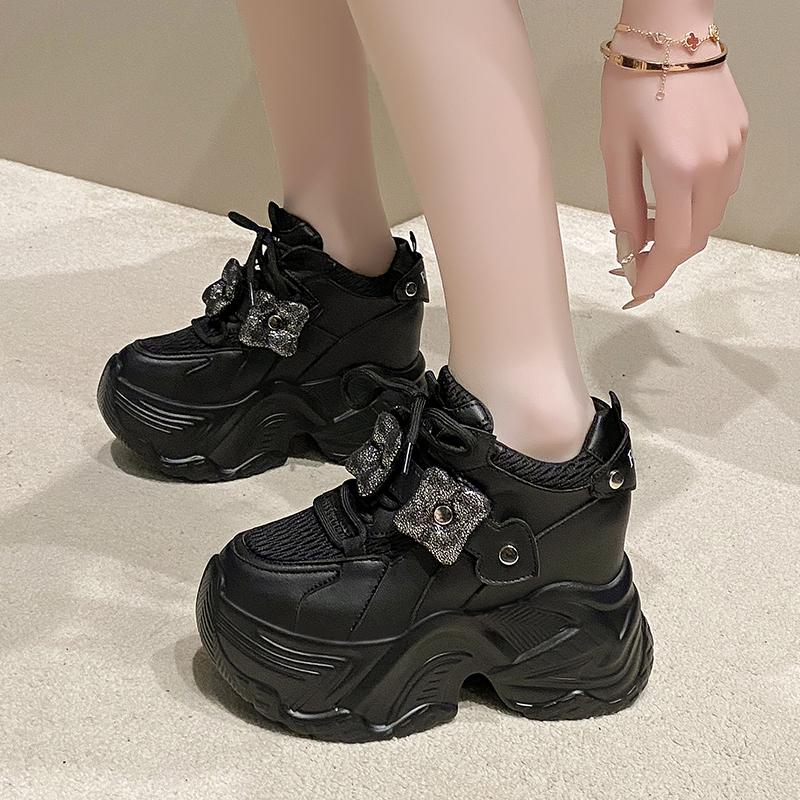 

Мода Новые Женские Осенние Спортивные Папины Кроссовки Высокие Массивные Повседневные Кроссовки Толстая Подошва Сетчатая Обувь Женщина 10 СМ На Шнуровке Платформенные Кроссовки 34 чёрный
