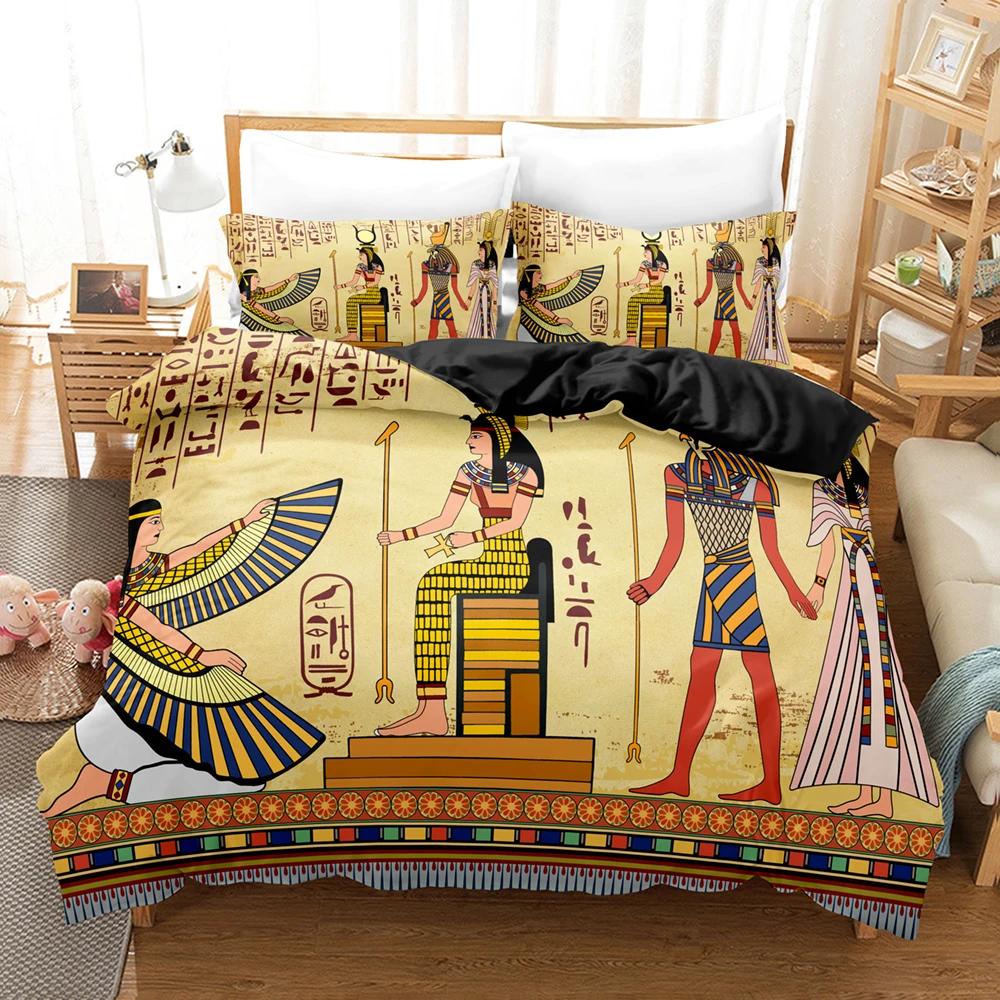 Pharaoh Of Egypt Bedding Set 3D Digital Printing Duvet Cover Set (No Core) Suitable For Bedroom Duvet Cover Set Sphinx Pattern
