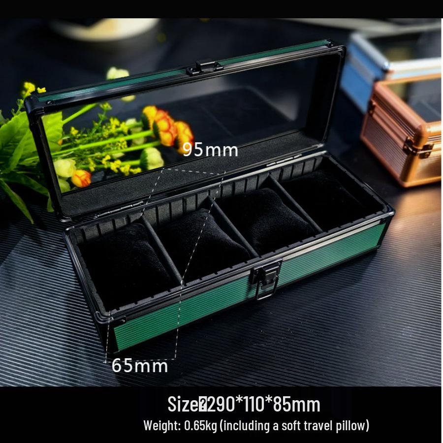 4-Slot Aluminum Watch Storage Box - Drop-proof & Lockable Gift Case