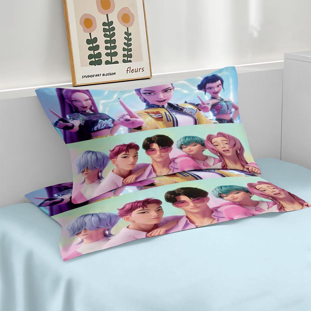 Juego de cama K-Pop Rumi Temática Cazadores de Demonios Estampado a color en 2 lados Poliéster Sábana Cubre edredón Regalo para niños