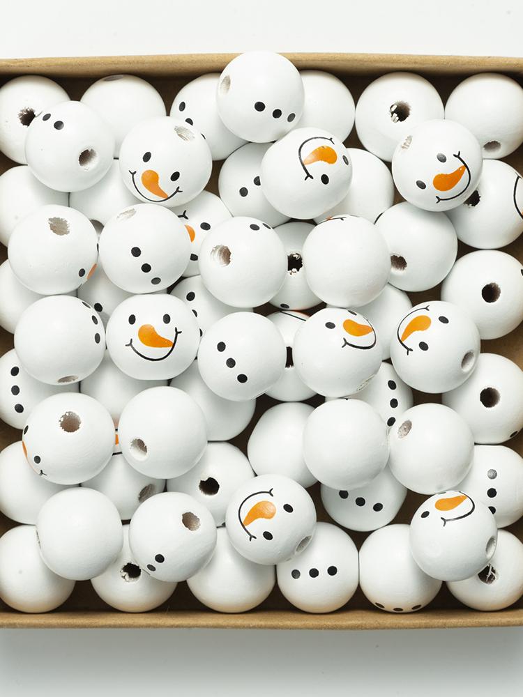 

Товары для домашнего праздника Круглые деревянные бусины Navidad Подарок для дома Детские игрушки Аксессуары для браслетов Новые украшения Горячие рождественские снеговики своими руками 20 мм 5 шт. Snowman Face