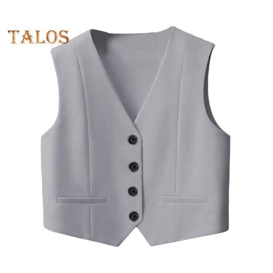 Women Waistcoat Vest Vintage Sleeveless Dressy Suit Casual Button Up V-Neck Tuxedo Vest for Daily Wear Office Dating Street
