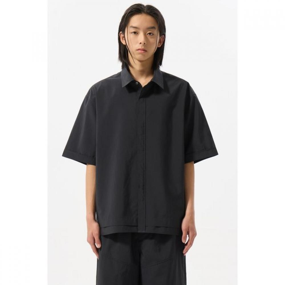 Customellow Black Toray Woven Half Shirt Cwsam25304bkx