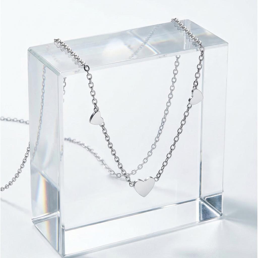 Heart Necklace Anti-allergy Stainless Steel Choker Chain Link Necklaces for Women Dainty Minimalist Fashion Accessories