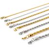 Unisex 18k Gold-Plated Stainless Steel Cuban Necklace/Bracelet, 2-5mm Twisted Chain