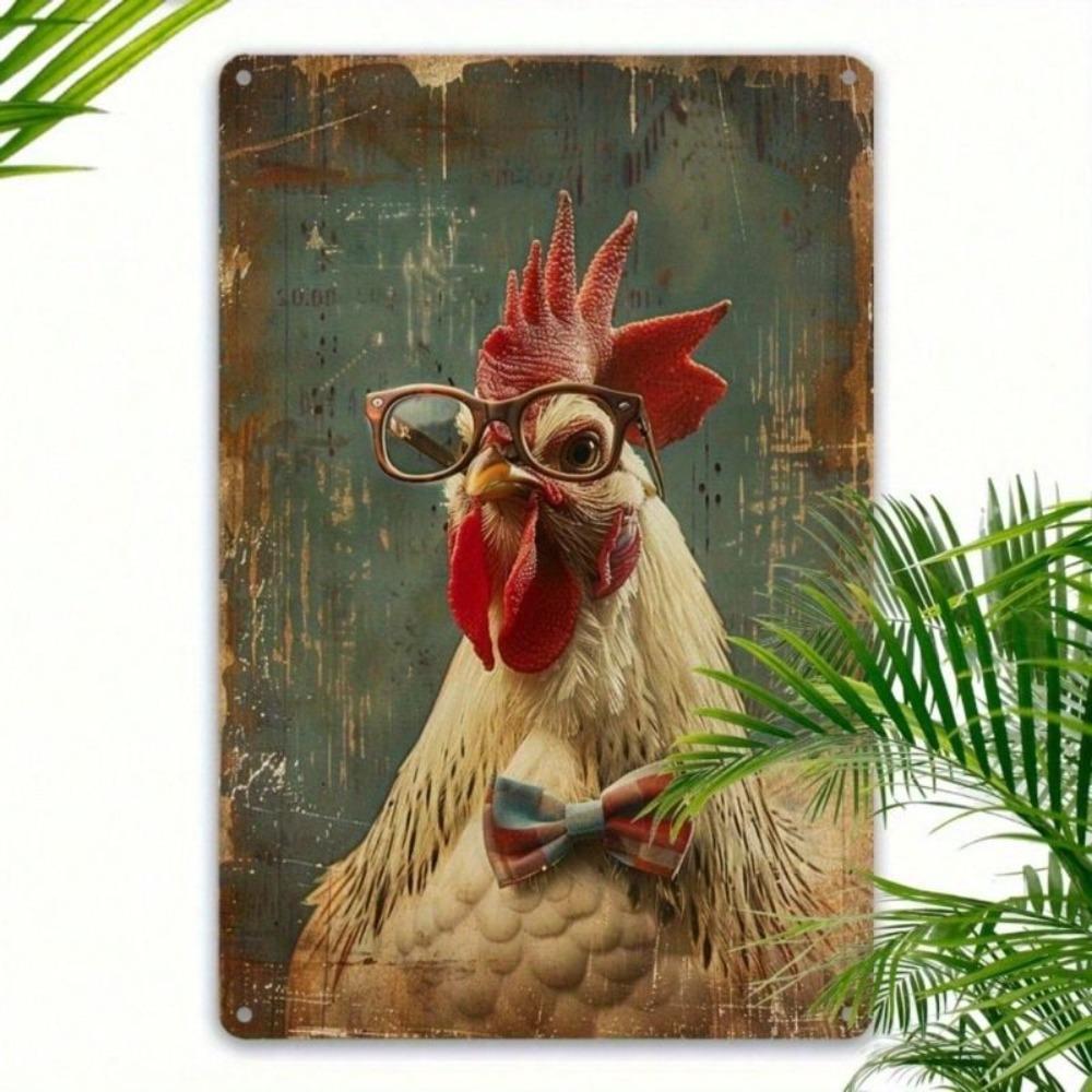 Metal Wall Art Rooster Poster for Home Cafe Farmhouse Decor 12x8 Inch