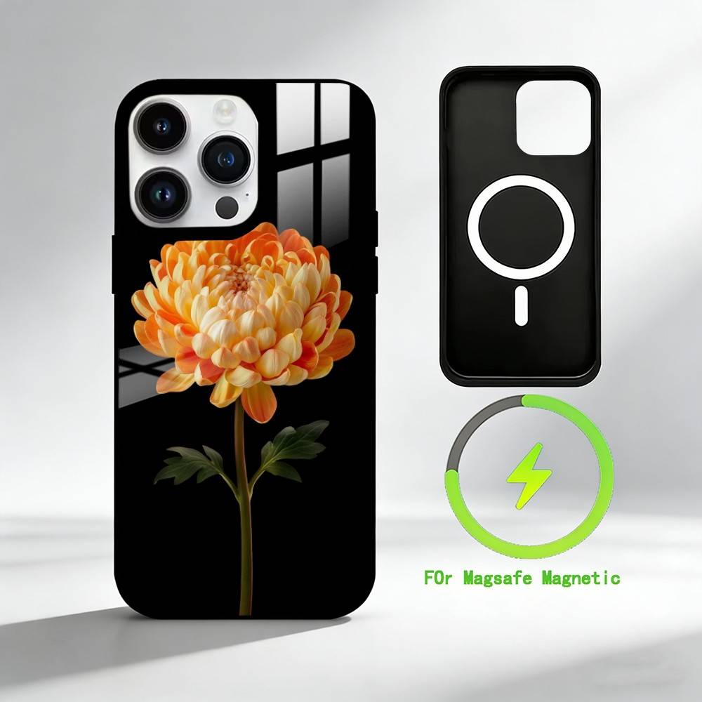 R-Realistic flowers Phone Case For iPhone 17 16 15 14 13 12 Pro Max Plus for Mirror Wireless Magnetic Cover