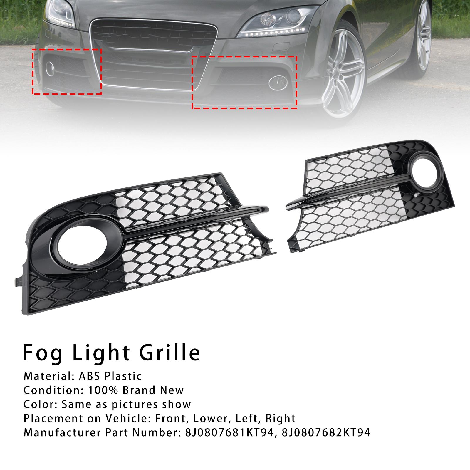 

Honeycomb Front Bumper Fog Light Grille 8J0807681KT94 8J0807682KT94 Fit TT MK2 S-Line TTS 2011-14