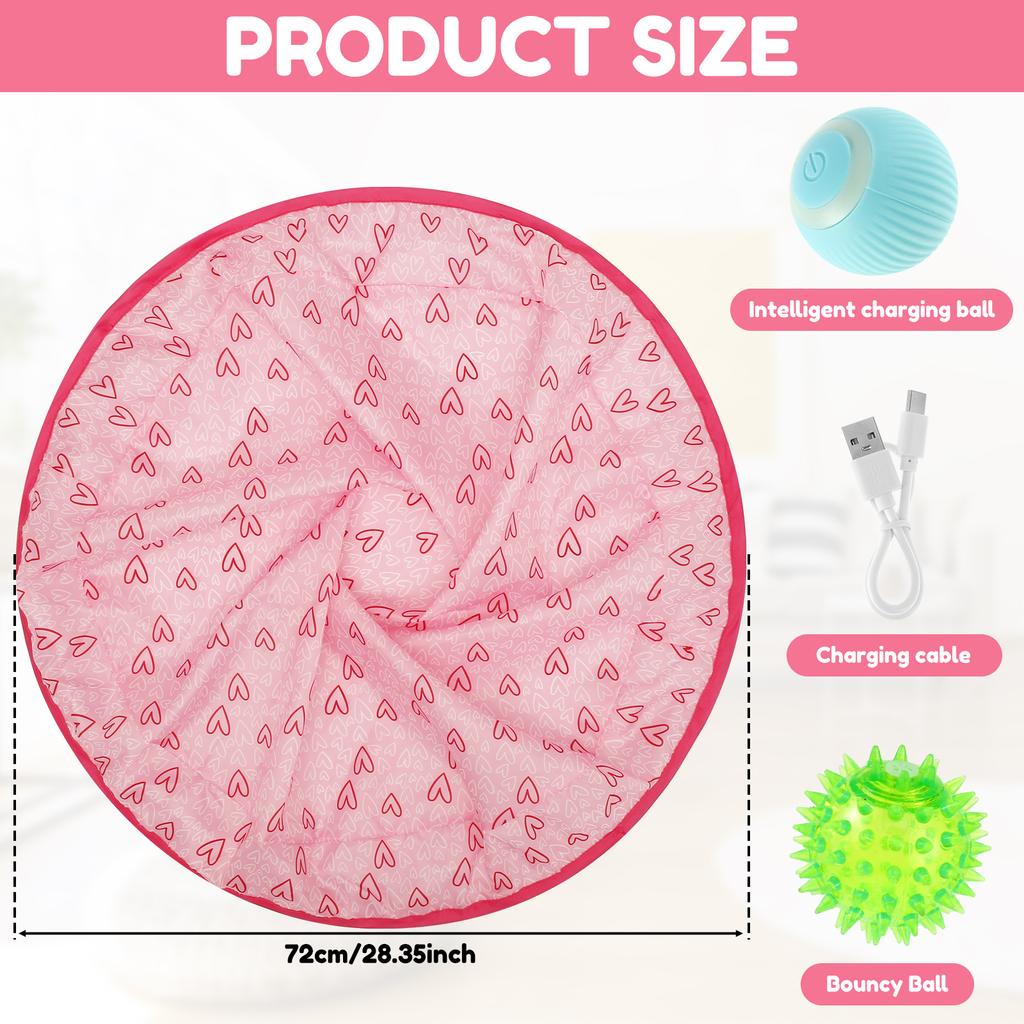 Automatic Cat Toys Cat Hunting Toy Mat Electric Motion Moving Bouncing Roll Ball Funny Interactive Toy with Elastic Ball 2 Mode