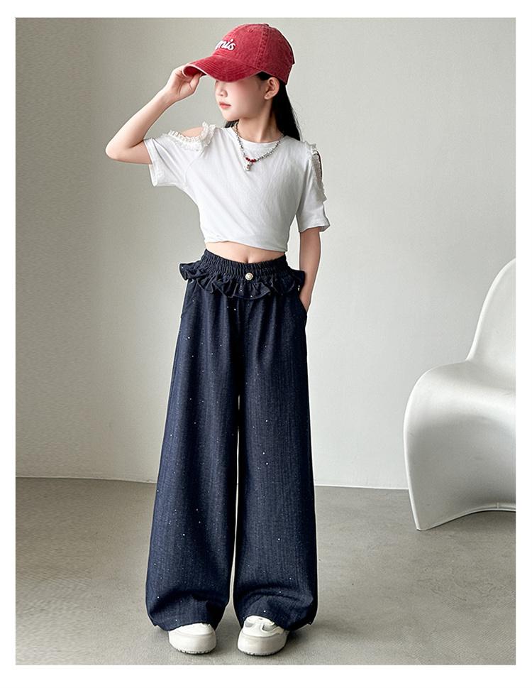 Girls' Pants, Summer Thin Design, Girls' Korean Version Straight Leg Pants, Girls' Casual Pants, Junior High School Students' Tencel Jeans
