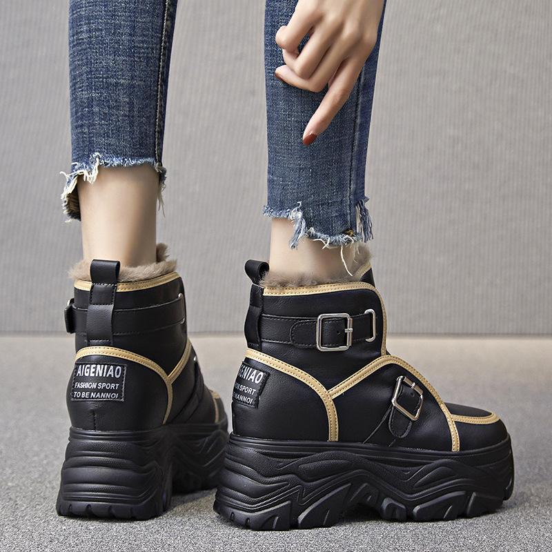 Snow boots increase in height in autumn and winter new platform casual shoes ins trendy small velvet cotton shoes
