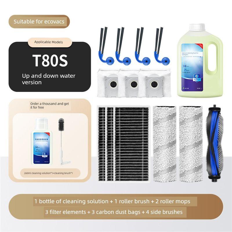Compatible with Ecovacs T80/S Consumables, Sweeping Robot Accessories, Pro Side Roller Brush, Mop, Filter, Dust Bag, Cleaning Fluid