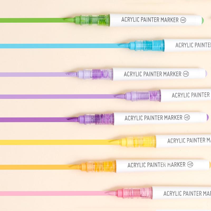 9 Farben/Set Bunte Acrylfarbe Kunstmarker Stift DIY Graffiti Zeichenstifte Für Notizbuch Tagebuch Schreiben Malen Schreibwaren