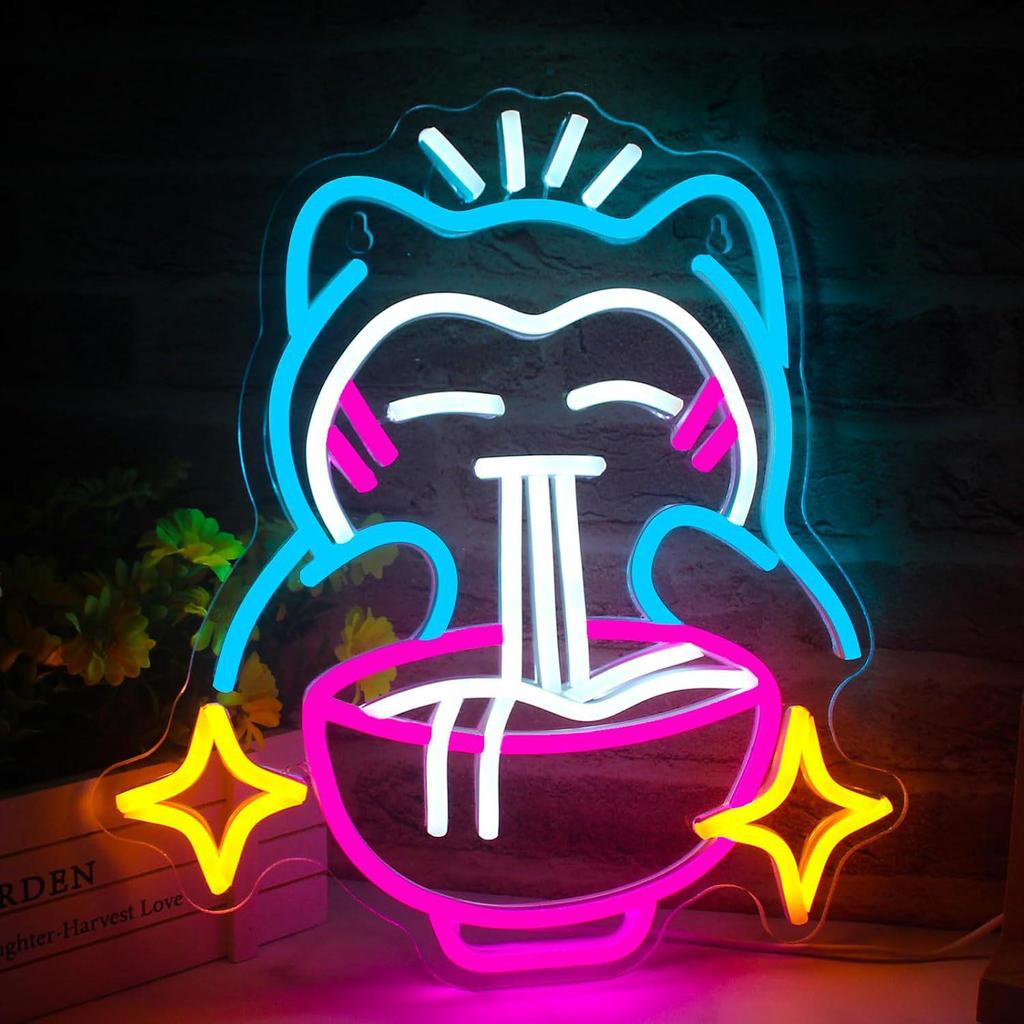 LED Neon Cat Noodle Sign: Room Decoration and Advertising