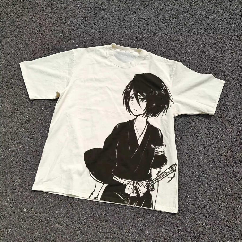 2026 New Bleach Anime Kurosaki Ichigo Retro Graphic‑Print Unisex 100%‑Cotton Short‑Sleeve T‑Shirt, Summer Streetwear Top T-shirt